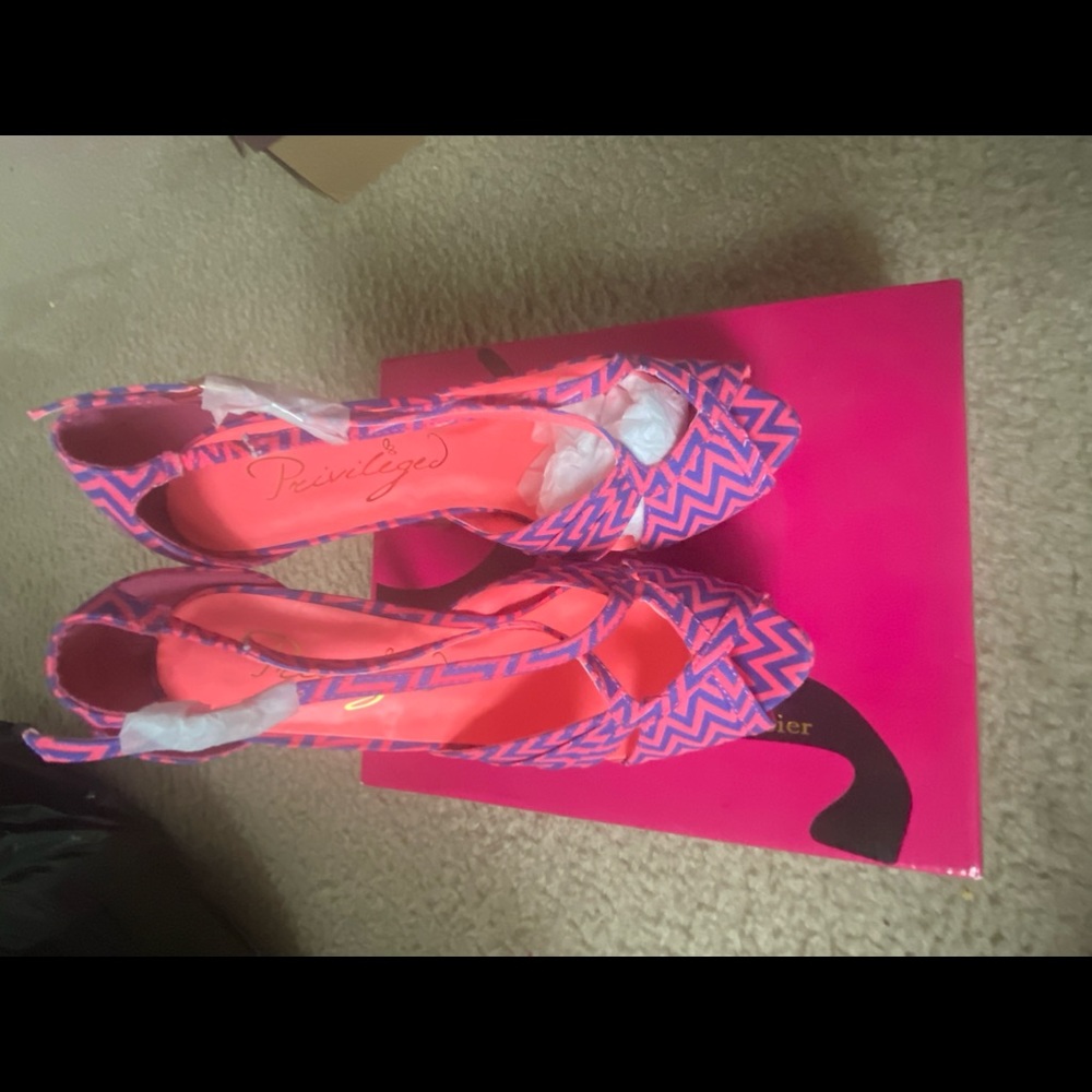 Beautiful pink and blue heels perfect as a gift or to add to your own collection